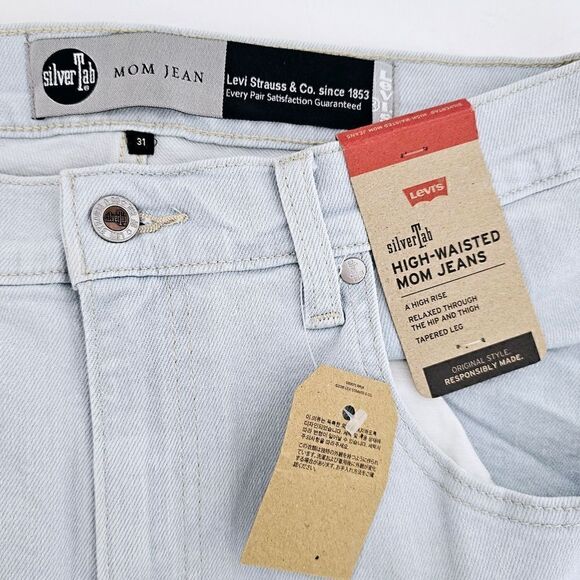 New! Levi's Silvertab High Waisted Mom Jean Light Wash Tapered Leg Jeans - Picture 11 of 15